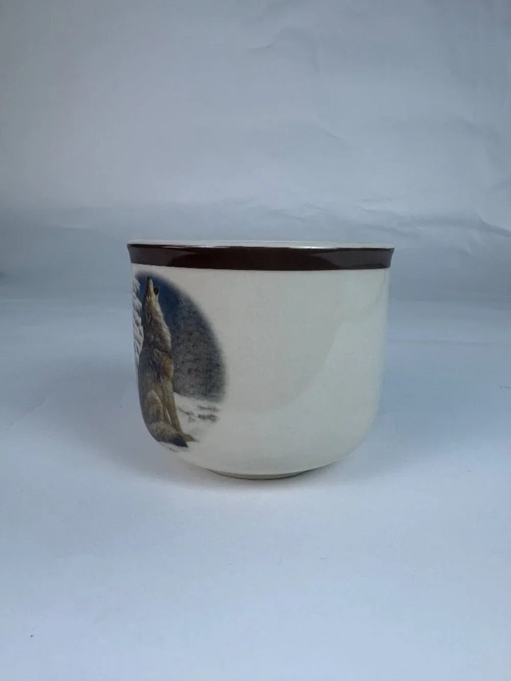 Vintage National Wildlife Federation Howling Wolf Coffee Mug | Rustic Cabin Mug
